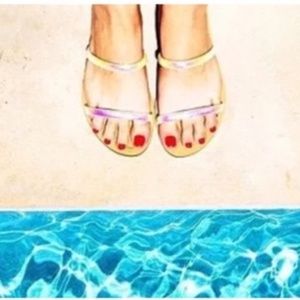 J. Crew Isla Iridescent Strappy Slides